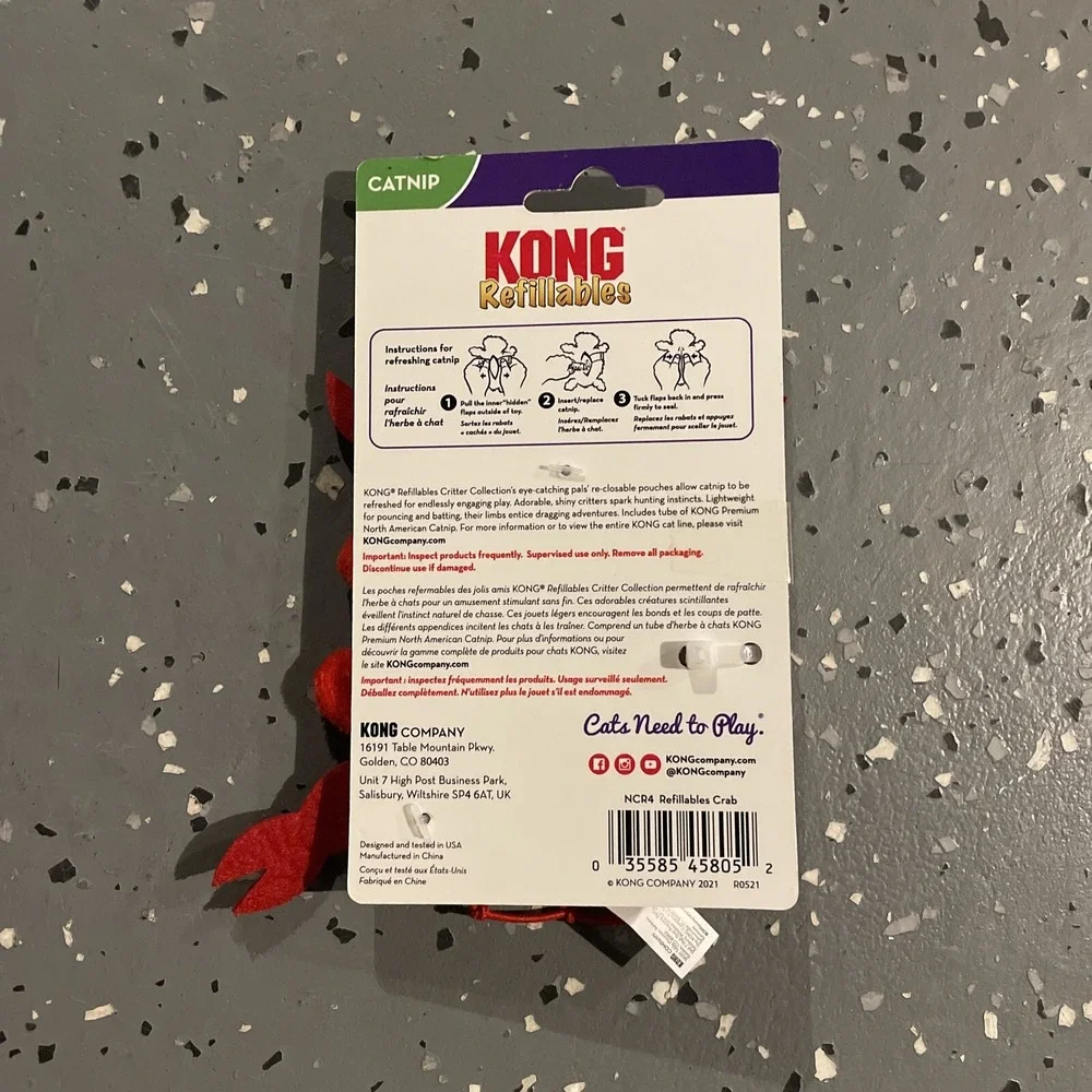 Kong Cat Toy Refillable s CRAB w/ Catnip ... New!‎